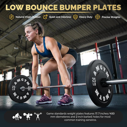 2 Inch Bumper Plates, 10-650Lbs, Barbell Rubber Olympic Weight Plates Set for Home Gym, Strength Training & Weight Lifting, Multiple Options Colors