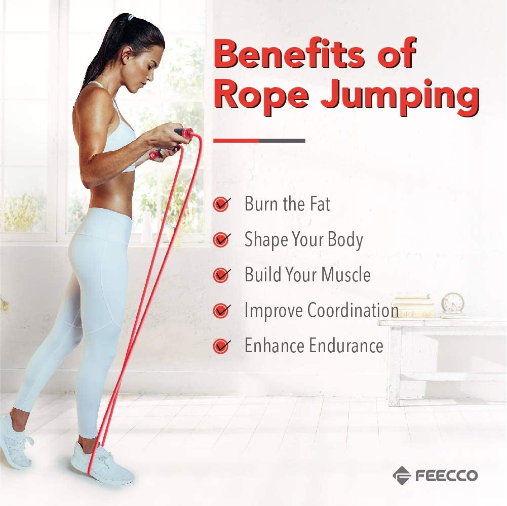 1LB Weighted Jump Rope, 1/2 LB Rope and Metal Handles for Men and Women, with Adjustable Length and Professional Ball Bearings for Boxing, Muay Thai Training, Fitness, Crossfit Workout